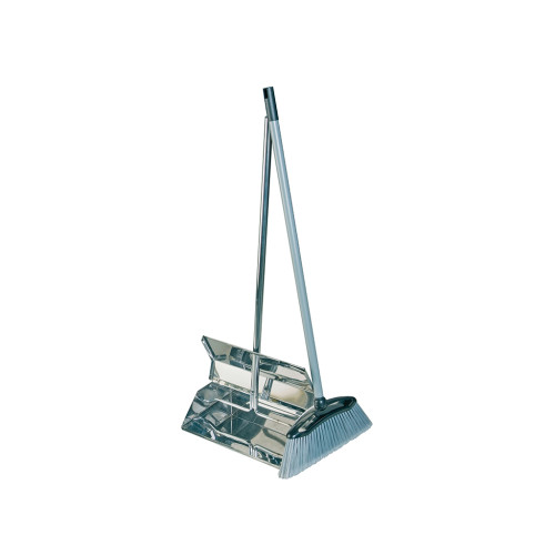 Professional Lobby Dust Pan Set with Soft Fibres (H90 x W32 x D22cm) - Stainless Steel