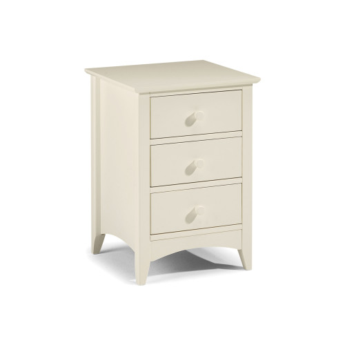 Cameo Stone White 3 Drawer Bedside (D43 x W44 x H63cm)
