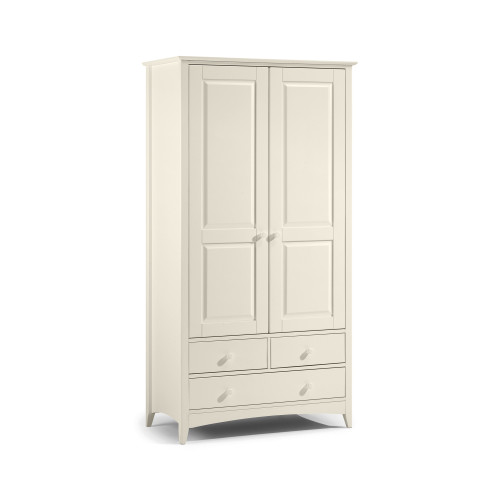 Cameo Stone White 2 Door and 2+1 Drawer Wardrobe (D52 x W94 x H182cm)