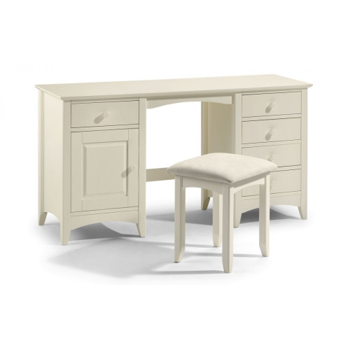 Cameo Stone White Twin Pedestal Dressing Table (D43 x W137 x H72cm)