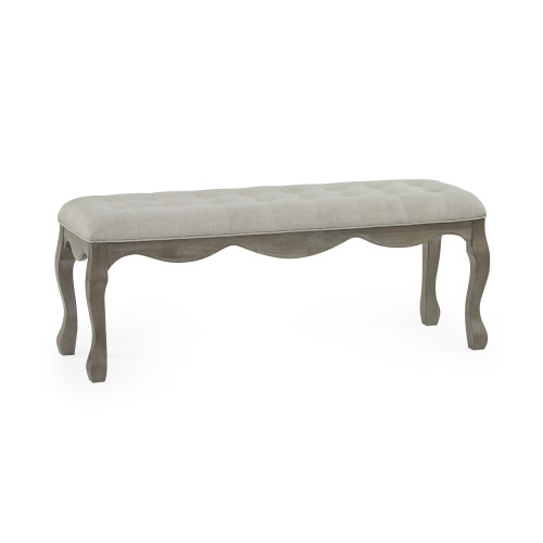 Camille Oatmeal Linen Upholstered Bench with French Style Legs (H50 x W130 x D42cm)