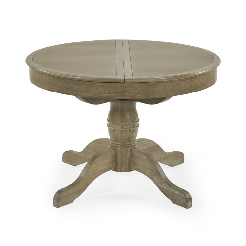 Camille Limed Oak Round to Oval Extending Dining Table (H77 x W145 x D110cm)