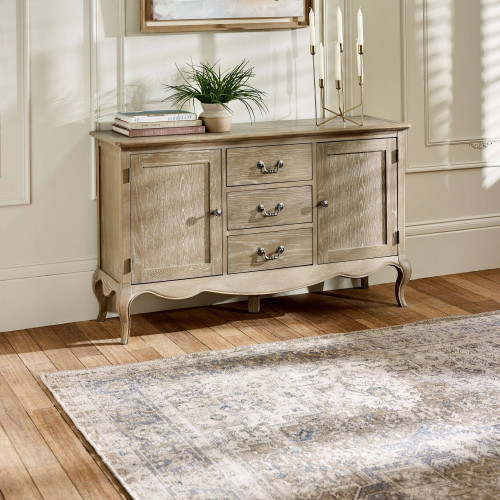 Camille Limed Oak French Style 2 Door 2 Drawer Sideboard (H78 x W130 x D40cm)