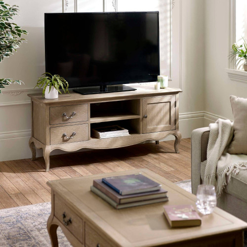 Camille Limed Oak French Style TV Unit (H60 x W135 x D45cm)