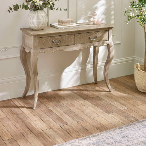 Camille Limed Oak French Console Table (H80 x W108 x D39cm)