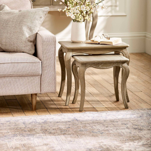 Camille Limed Oak French Nesting Tables (H50 x W56 x D38cm)