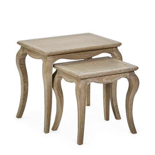 Camille Limed Oak Nest of 2 Tables (H50 x W56 x D38cm)