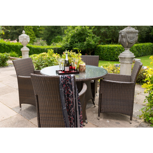 Nevada Rattan 4 Seater Round Set - Brown