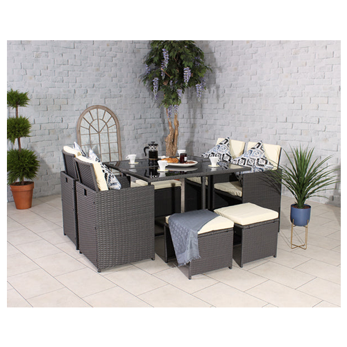 Cannes Grey Rattan 8 Seater Cube Set