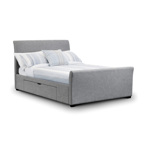 Capri Grey Linen 2 Drawer Bed - Double (D216 x W146 x H109cm)