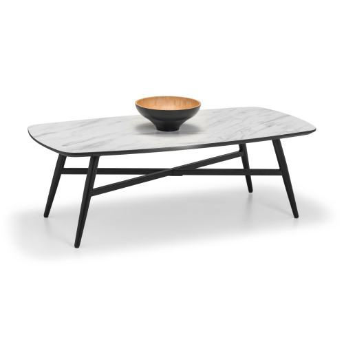 Caruso Black and White Marble Finish Coffee Table (D70 x W180 x H44cm)