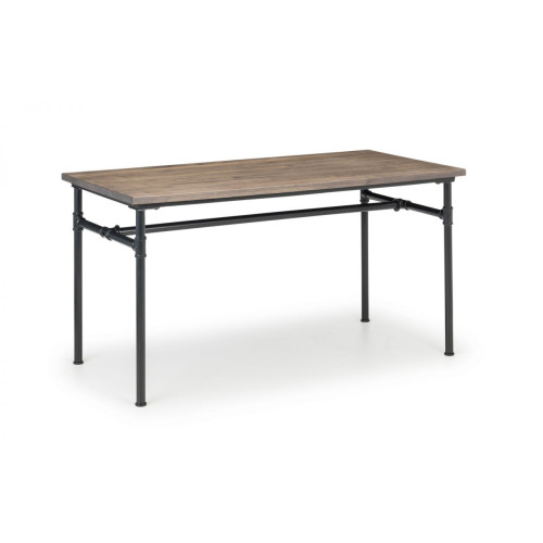 Carnegie Mocha Elm and Black Steel Rectangular Dining Table (D70 x W140 x H75)