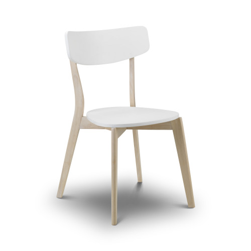 Set of 2 Casa Oak and White Dining Chairs (D50 x W50 x H80)