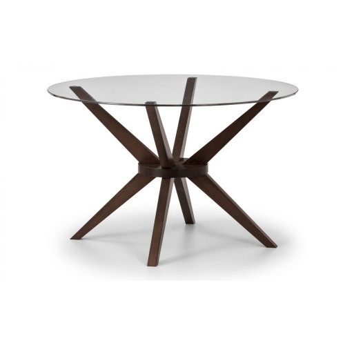 Chelsea Walnut Glass Top Round Dining Table  (D120 x W120 x H75cm)