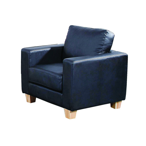 Chest Black Faux Leather Chair (D75 x W84 x H82cm)