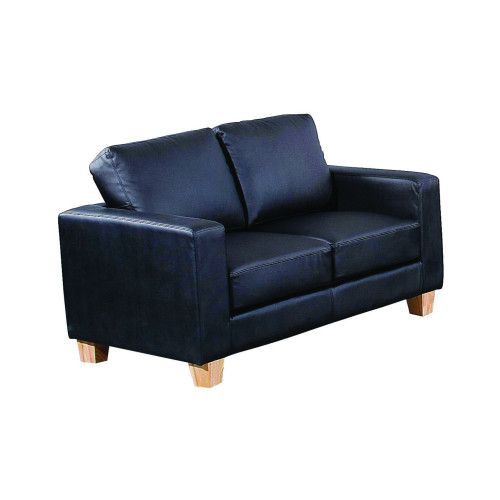 Chest Black Faux Leather 2 Seater Sofa (D75 x W139 x H82cm)