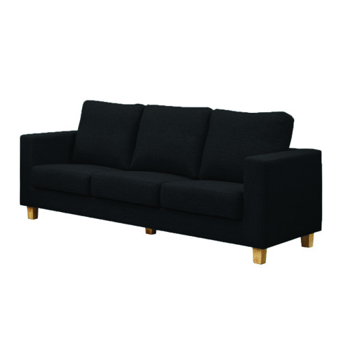 Chest Black Faux Leather 3 Seater Sofa (D75 x W193 x H82cm)