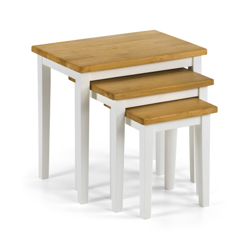 Cleo Oak and Ivory Nest of 3 Tables (D33 x W48 x H46cm)