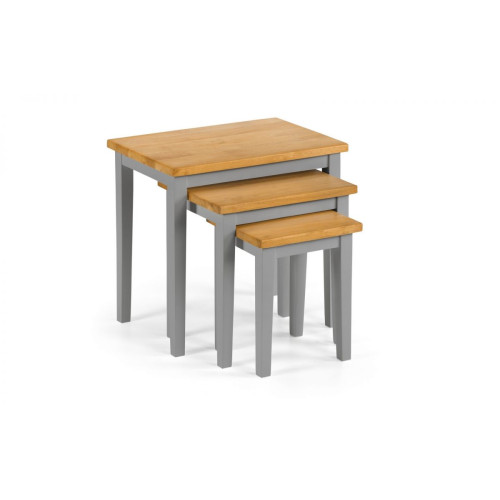 Cleo Occasional Grey and Oak Nest of 3 Tables (D33 x W48 x H46cm)
