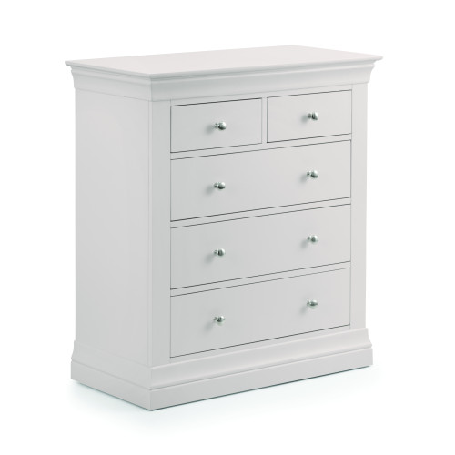Clermont White Solid Pine 3+2 Drawer Chest (D45 x W90 x H100cm)
