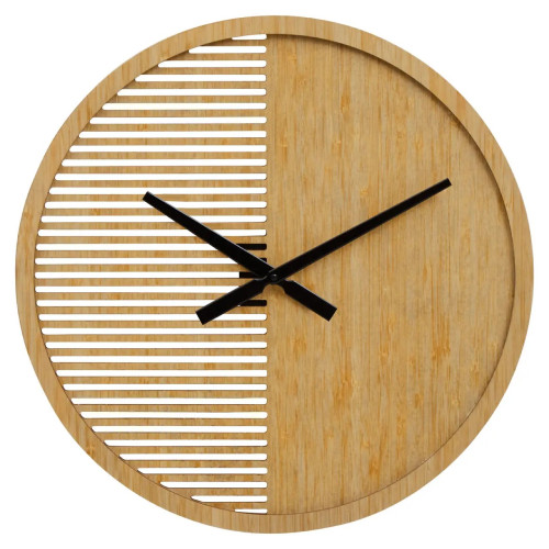 White Stripe & Wooden Wall Clock (D5 x W60 x H60cmÂ )