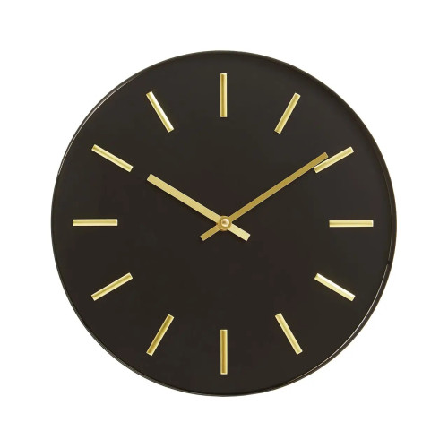 Black & Gold Metal Wall Clock (D5 x W30 x H30cmÂ )