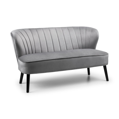 Coco Grey Velvet Fabric 2 Seater Sofa (D72 x W133 x H75)