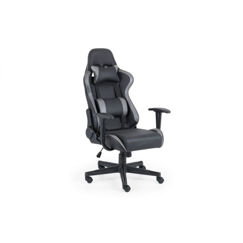 Comet Black and Grey Faux Leather Gaming Chair (D68 x W69 x H121-131)