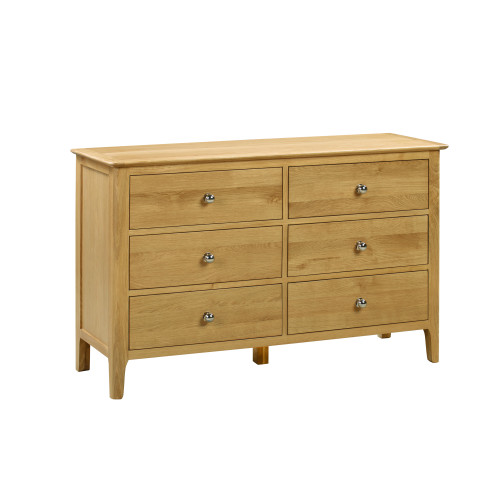 Cotswold Oak 6 Drawer Wide Chest (D40 x W120 x H75cm)