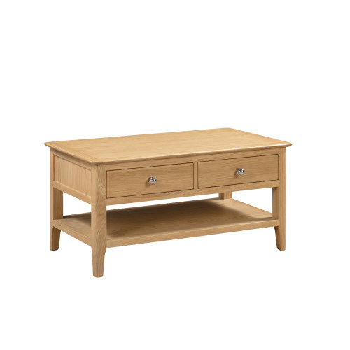 Cotswold Oak Coffee Table with 2 Drawers (D50 x W100 x H50cm)