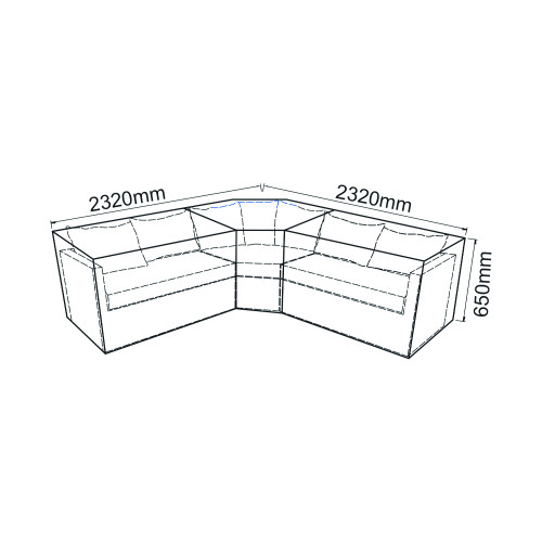 Heavy Duty Grey Polyester Small L Shaped Corner Set Cover