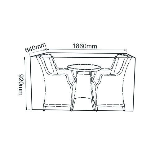 Heavy Duty Grey Polyester 2 Seater Round Dining Set Cover