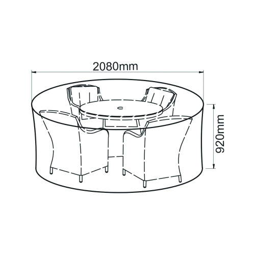 Heavy Duty Grey Polyester 4 Seater Round Dining Set Cover