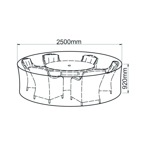 Heavy Duty Grey Polyester 6 Seater Round Dining Set Cover