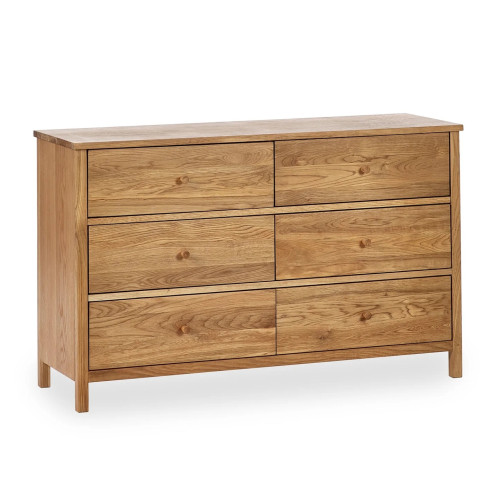 Coxmoor Oak 6 Drawer Wide Chest (D40 x W120 x H74cm)