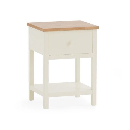 Coxmoor Ivory & Oak 1 Drawer Bedside (D35 x W35 x H55cm)