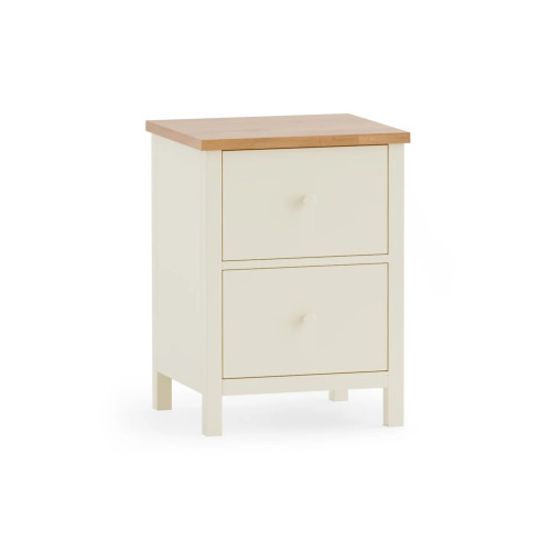 Coxmoor Ivory & Oak 2 Drawer Bedside (D35 x W35 x H55cm)