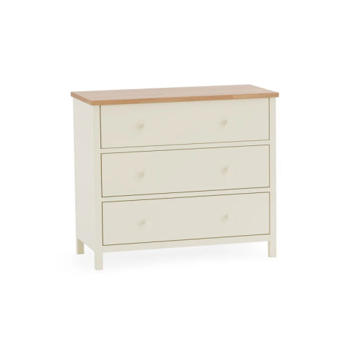 Coxmoor Ivory & Oak 3 Drawer Chest (D40 x W84 x H74cm)
