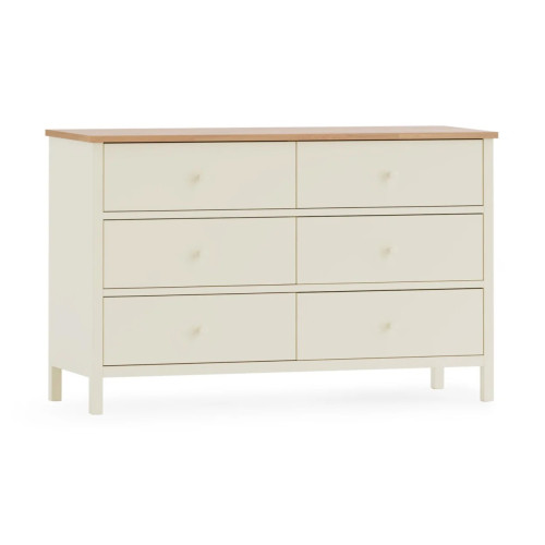 Coxmoor Ivory & Oak 6 Drawer Wide Chest (D40 x W120 x H74cm)