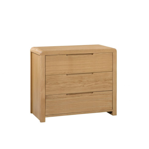 Curve Oak 3 Drawer Chest (D44 x W85 x H75cm)