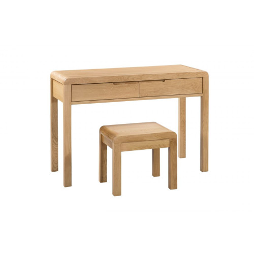 Curve Oak 2 Drawer Dressing Table with Stool (D44 x W110 x H78cm)
