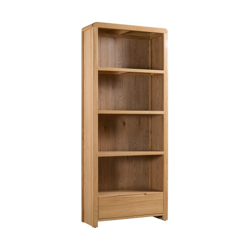 Curve Oak Tall Bookcase (D30 x W80 x H190cm)