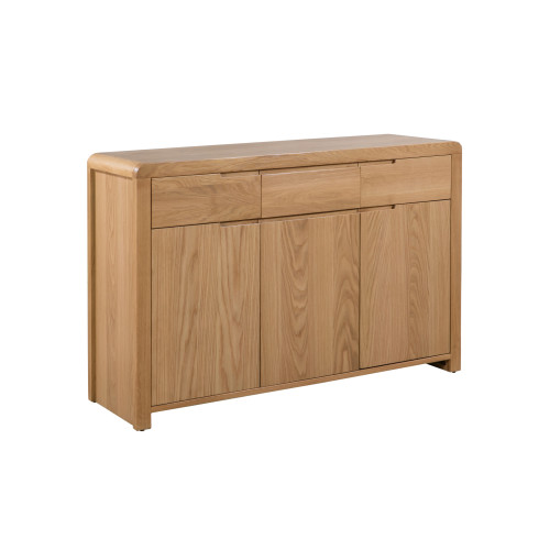 Curve Oak 3 Door 3 Drawer Sideboard (D40 x W130 x H85cm)