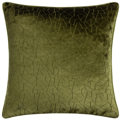 H&Atilde;EM Malans Cut Velvet Piped Polyester Filled Cushion 45 x 45cm - Olive