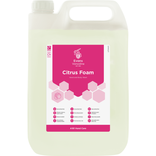 Evans Vanodine Body Wash & Shampoo Citrus Foam Hand & Body Wash 5 litre (Box of 2)