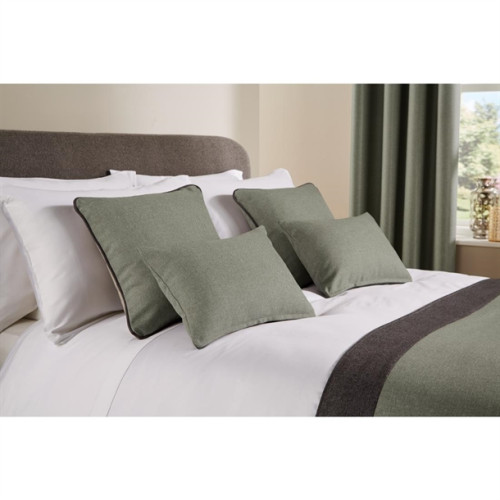 Comfort Tundra Textured Woven Jacquard Finish Piped Square Cushion 45 x 45cm - Sage