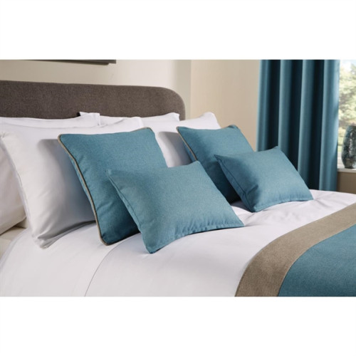 Comfort Tundra Textured Woven Jacquard Finish Piped Square Cushion 45 x 45cm - Sky