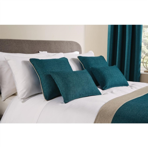Comfort Tundra Textured Woven Jacquard Finish Piped Square Cushion 45 x 45cm - Teal