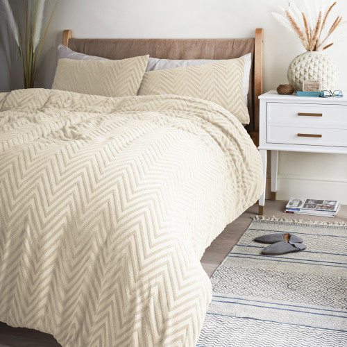 Cosmo Living Ivory Chevron Duvet Set - Single