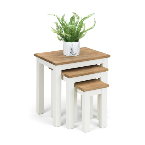 Coxmoor White and Oak Nest of 3 Tables (D35 x W50 x H48cm)